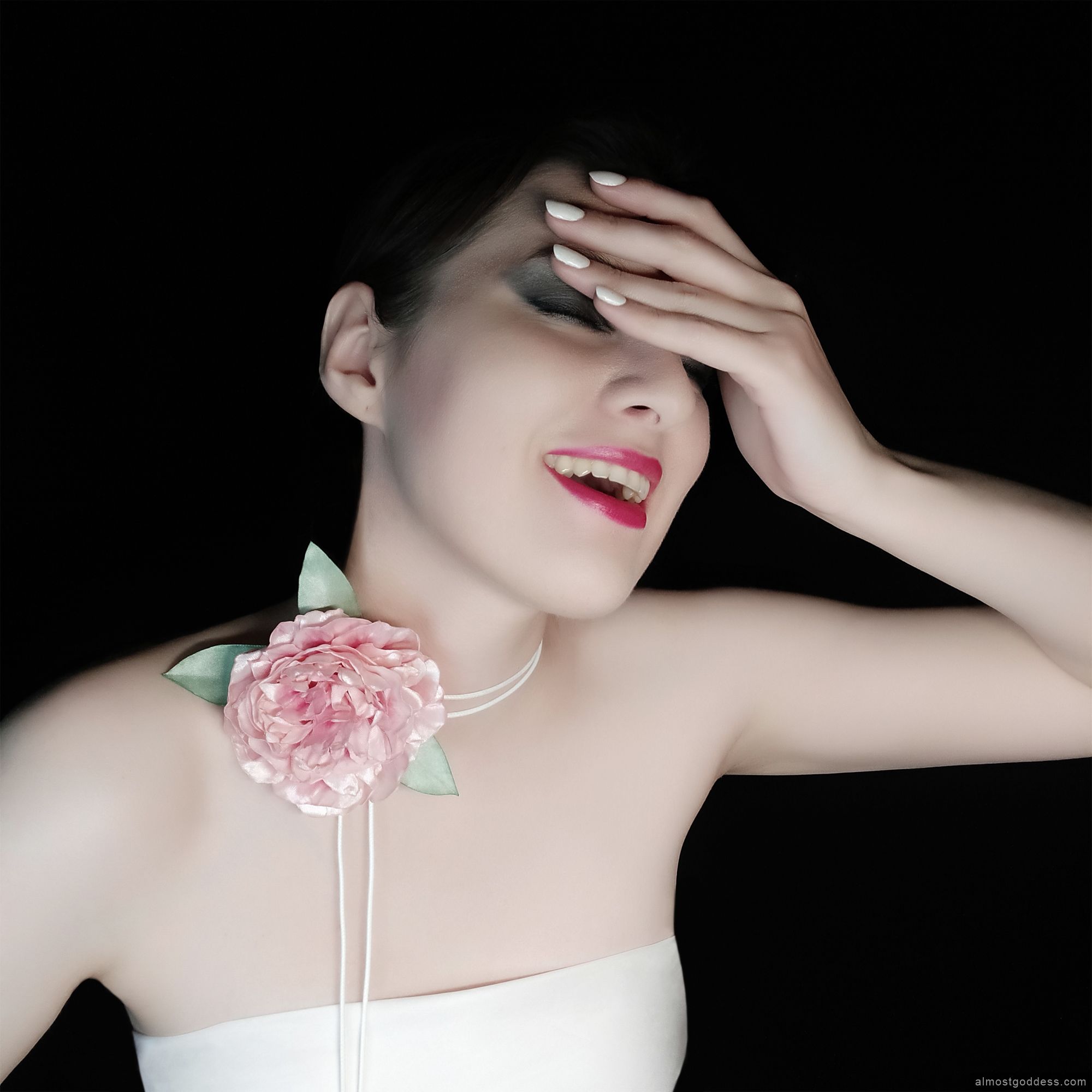 Blush pink peony flower choker Blush pink peony flower choker