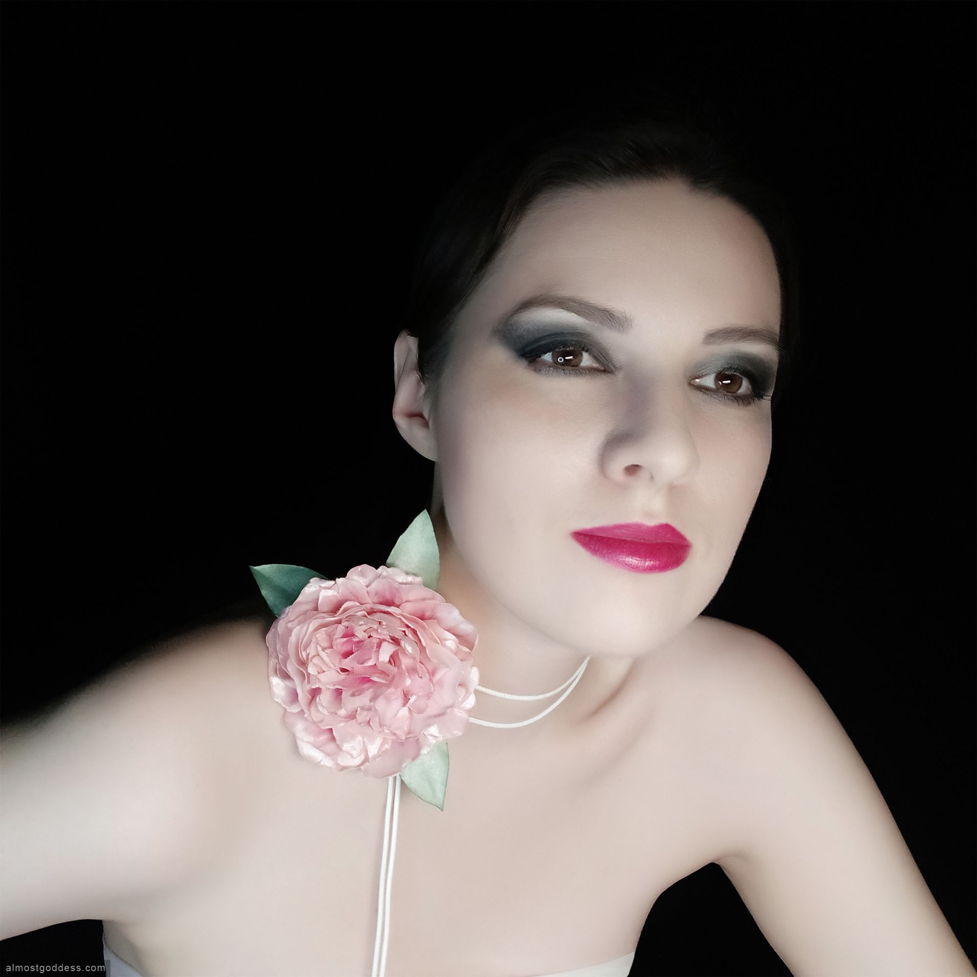 Blush pink peony flower choker Blush pink peony flower choker